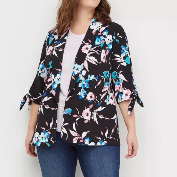 Lane Bryant Floral Black Blazer - Picture 1 of 11